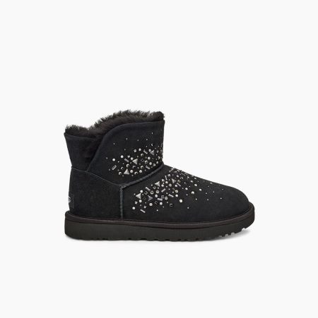 UGG Classic Galaxy Bling Mini Black Boots for Women (NGKT68140)